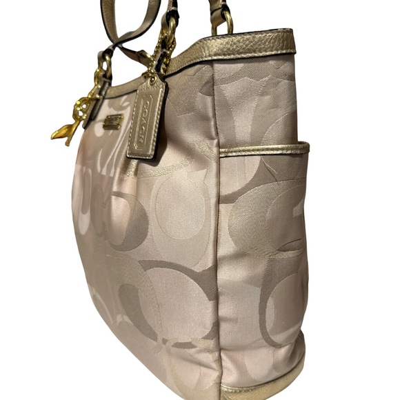 Coach Metallic Gold and Cream Tote - Picture 7 of 10